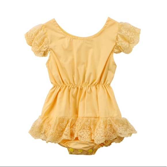 Other - Yellow Baby Girl Lace Romper